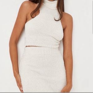 Cozy Co-Ord Knit Set High Neck Top and High Waisted Skirt